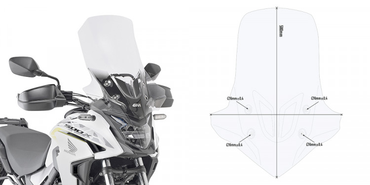 CB 500 X (19 > 23) Стекло ветровое высокое +15см (58 x 45 cm) GIVI