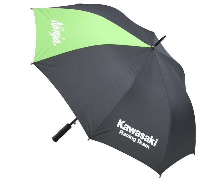 Зонт трость SBK REPL черно-зеленый с логотипом Kawasaki 